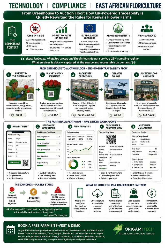FarmTrace traceability infographic — Hortfresh Journal June-July 2026